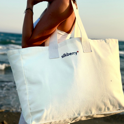 SILBERRY Canvas Tote Bag | Beige | Everyday & Beach Essential | Perfect Gift