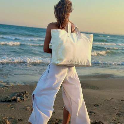 SILBERRY Canvas Tote Bag | Beige | Everyday & Beach Essential | Perfect Gift