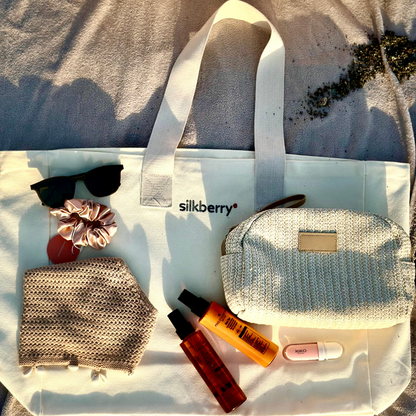 SILBERRY Canvas Tote Bag | Beige | Everyday & Beach Essential | Perfect Gift