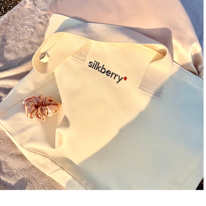 SILBERRY Canvas Tote Bag | Beige | Everyday & Beach Essential | Perfect Gift
